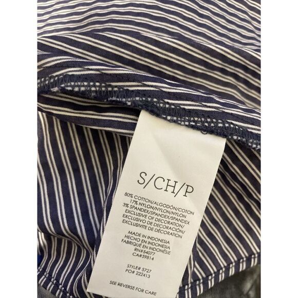 CAbi Crochet Flutter‎ Sleeve Top Seersucker Blue White Striped 5727 Small - Picture 7 of 7